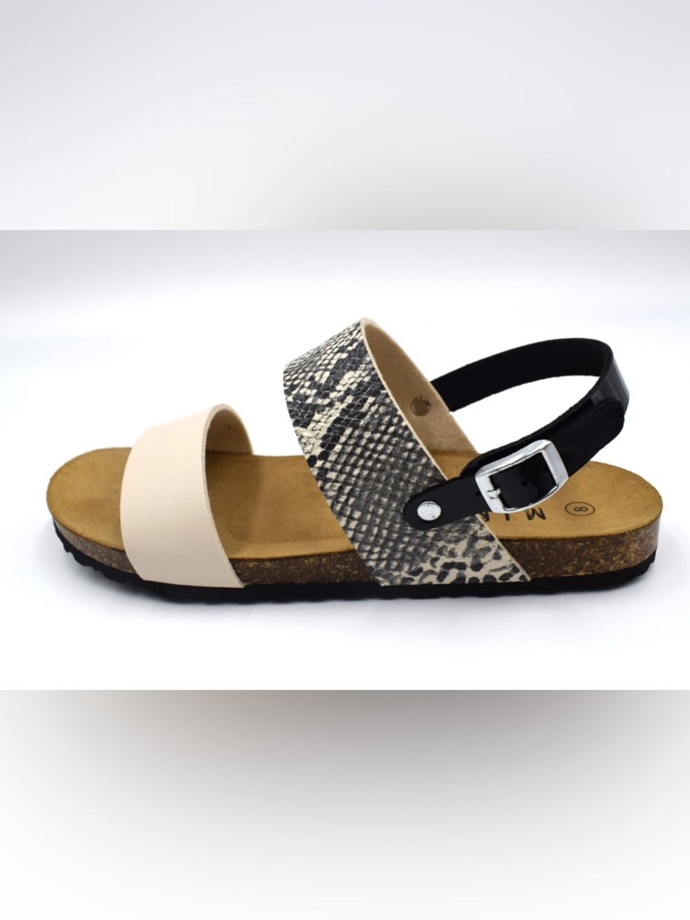 Neutral & Snake-Print Two-Band Sandal with Adjustable Back Strap